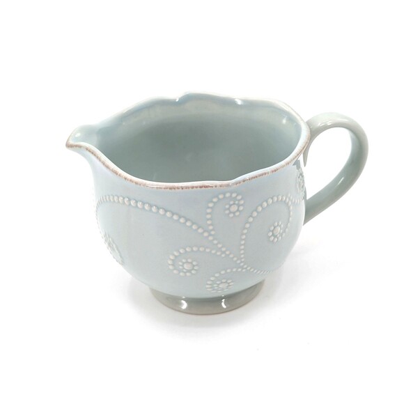 Lenox French Perle Beaded Light Blue Gravy Boat - Picture 2 of 8